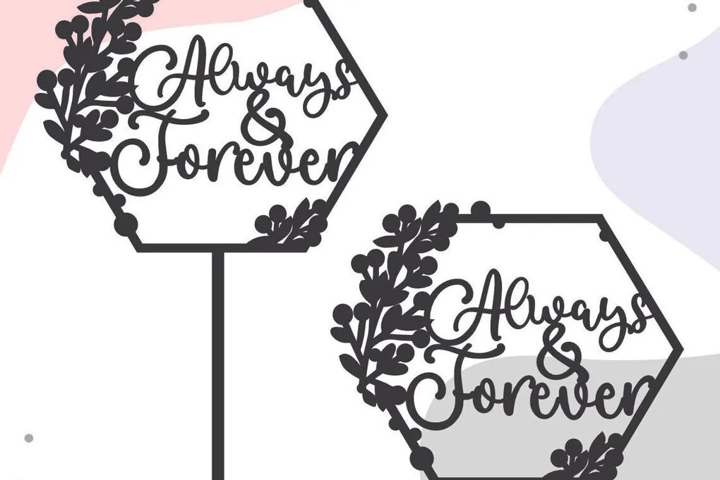 Σετ των 2 Intra απο ξύλο plywood 3mm-4mm πάχος Always and Forever Wedding Cake Topper Δίασταση 15x15 cm INTRAFABR-87928236