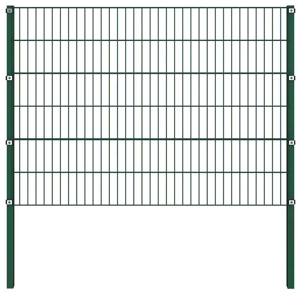 vidaXL Πάνελ Περίφραξης με Στύλους Σιδερένιο Πράσινο 694,5 x 120 εκ.