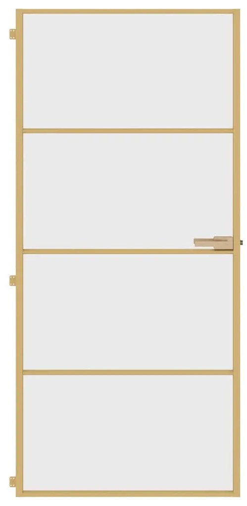 vidaXL Εσωτερική Πόρτα Χρυσή 93 x 201,5 εκ. Ψημένο Γυαλί & Αλουμίνιο