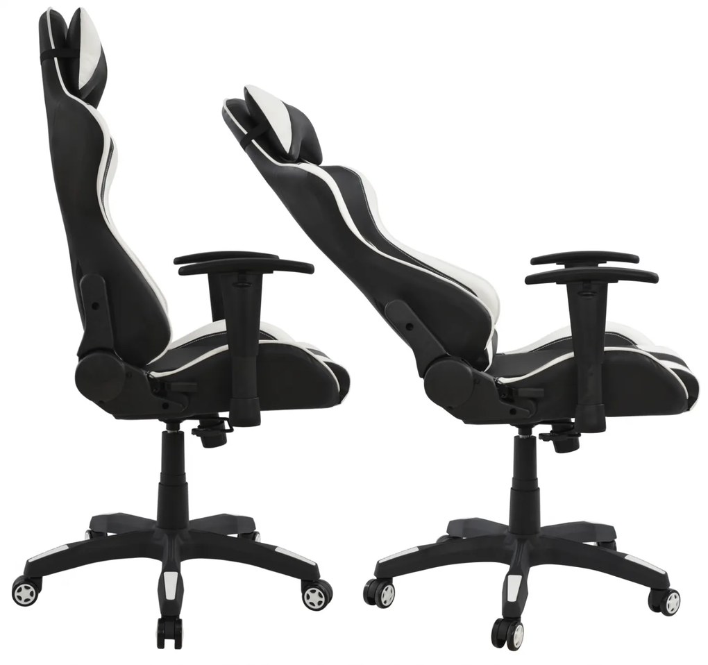 ΚΑΡΕΚΛΑ ΓΡΑΦΕΙΟΥ GAMING HM1062.04 SPEED ΜΑΥΡΟ ΛΕΥΚΟ PU 68,5x71,5x133,5 cm