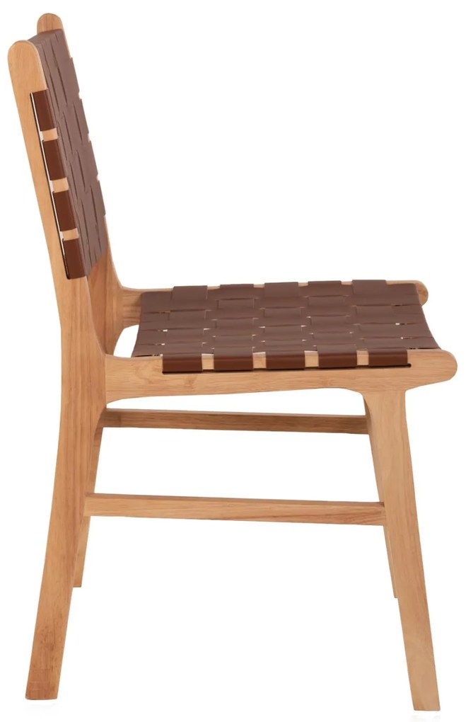 Καρέκλα FELIPE Ξύλο Τοοn με Καφέ PU 49x59x86Yεκ. 49x59x86 εκ.