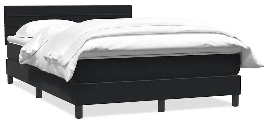 vidaXL Κρεβάτι Boxspring με Στρώμα Μαύρο 1140x210 εκ. Βελούδινο