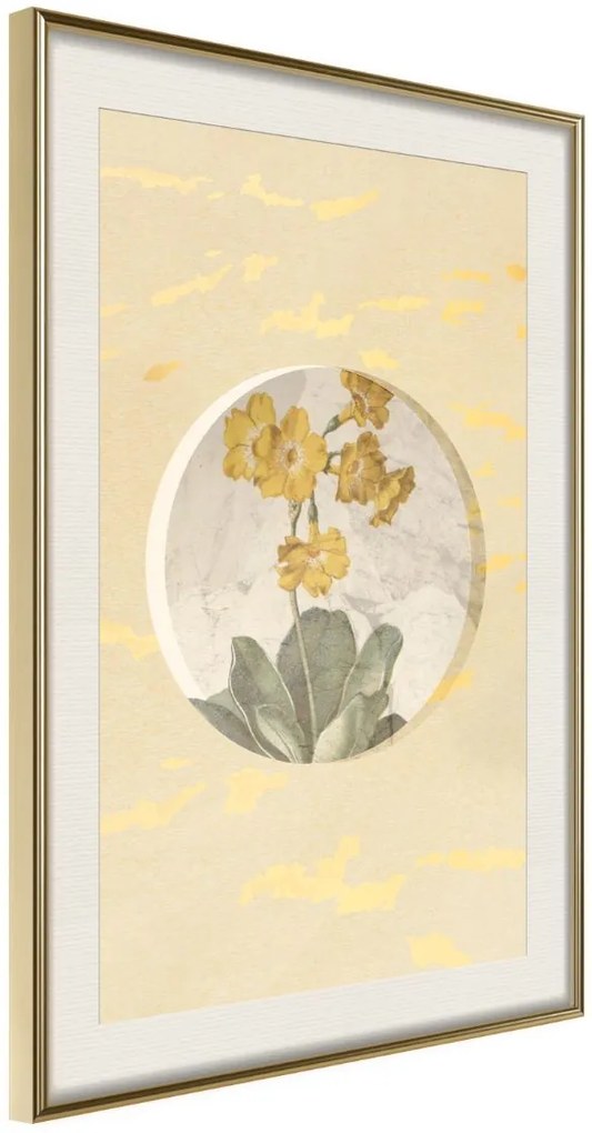 Αφίσα - Flowers and Marble - 40x60 - Χρυσό - Με πασπαρτού