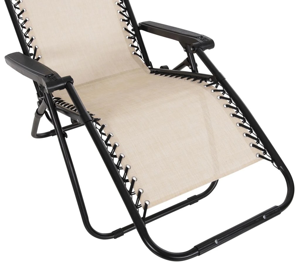 ΠΟΛΥΘΡΟΝΑ RELAX COMPANION  ΜΠΕΖ TEXTILENE-ΜΑΥΡΟ ΜΕΤΑΛΛΟ 67x145x110Υεκ. 2αδα