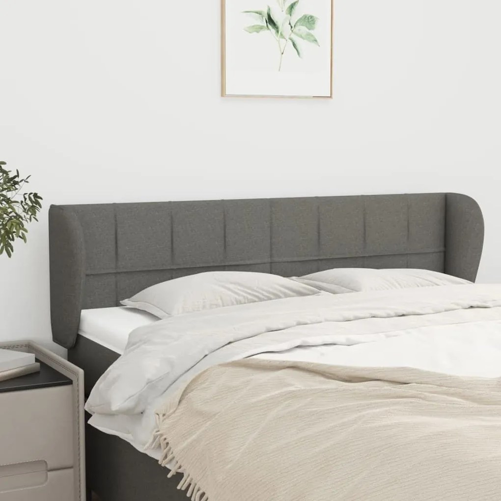 Κεφαλάρι με Πτερύγια Σκούρο Γκρι 147 x 23 x 78/88εκ. Υφασμάτινο 3117143