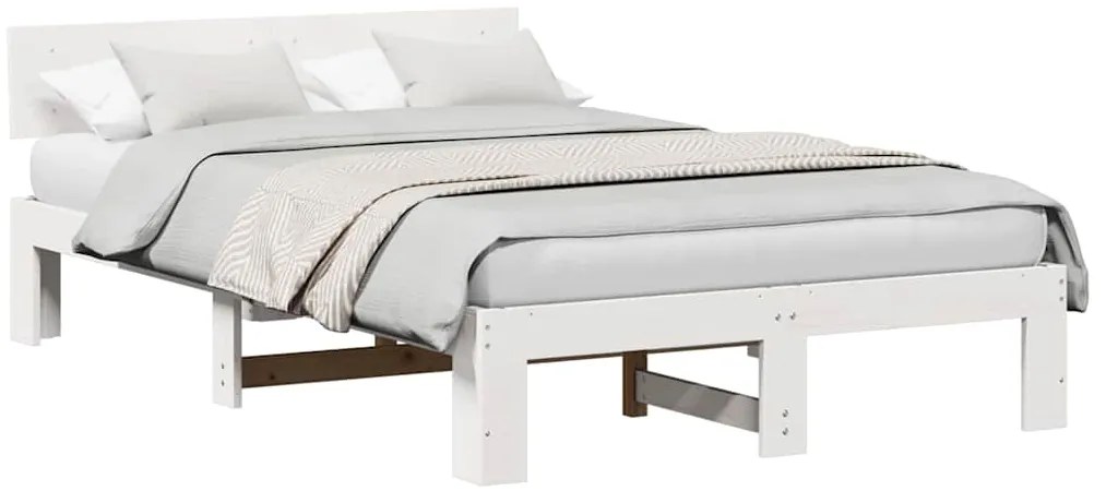 vidaXL Σκελετός Κρεβατιού Λευκό 120 x 200 cm Μασίφ ξύλο πεύκου