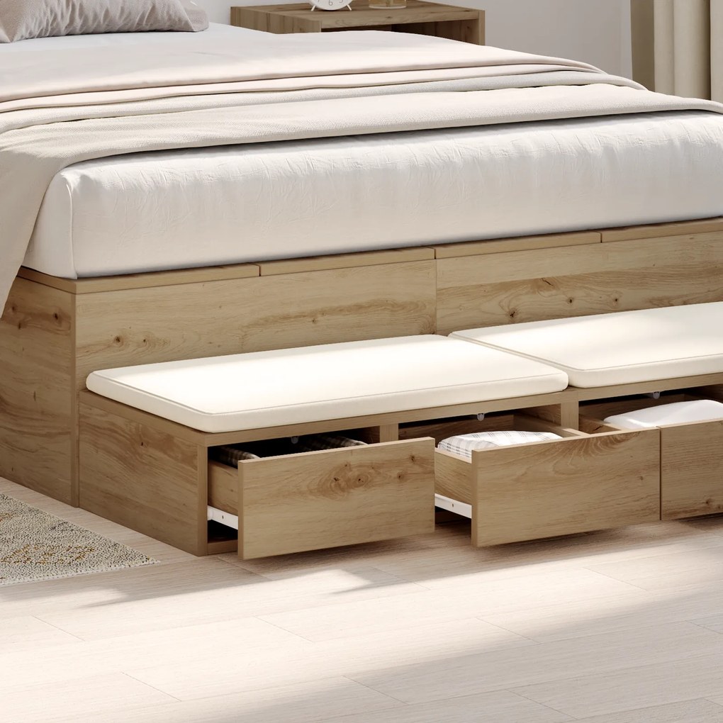 vidaXL Συρτάρια Κρεβατιού Artisan Oak 120x36,5x16,5 εκ Επεξεργασμένο Ξύλο