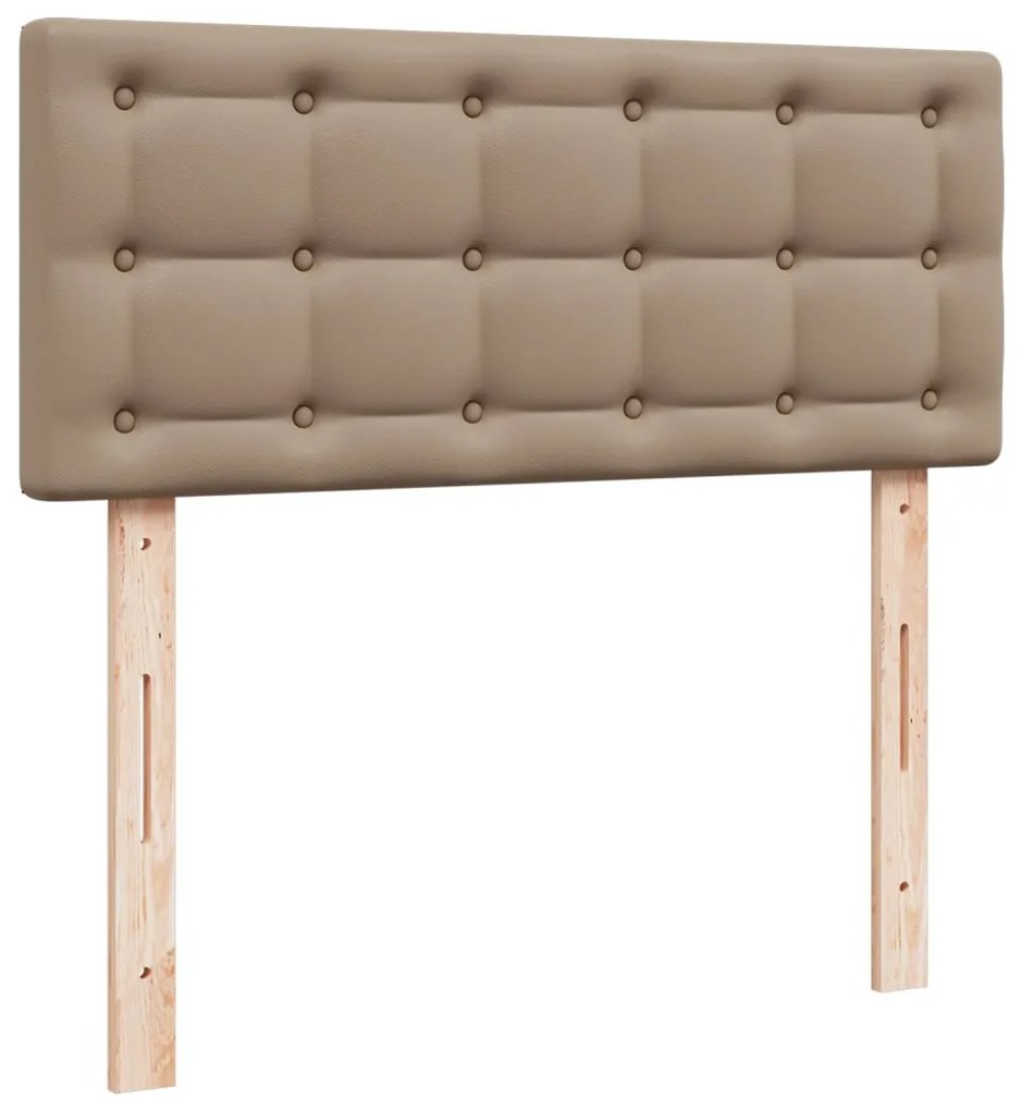 vidaXL Κρεβάτι Boxspring με Στρώμα Καπουτσίνο 90x190εκ.από Συνθ. Δέρμα