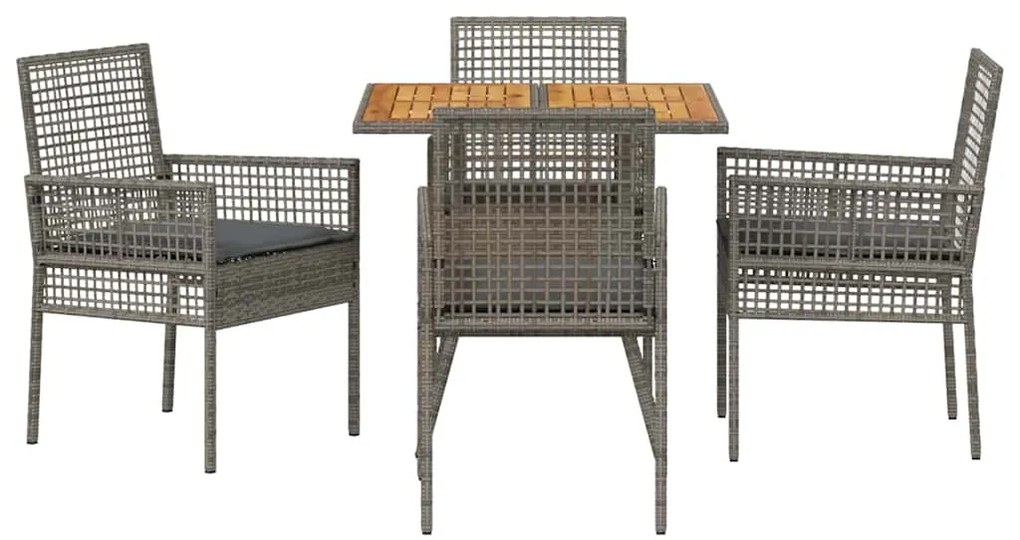 vidaXL Σέτ φαγητού για κήπο 5 pcs Γκρι συνθετικό ρατάν