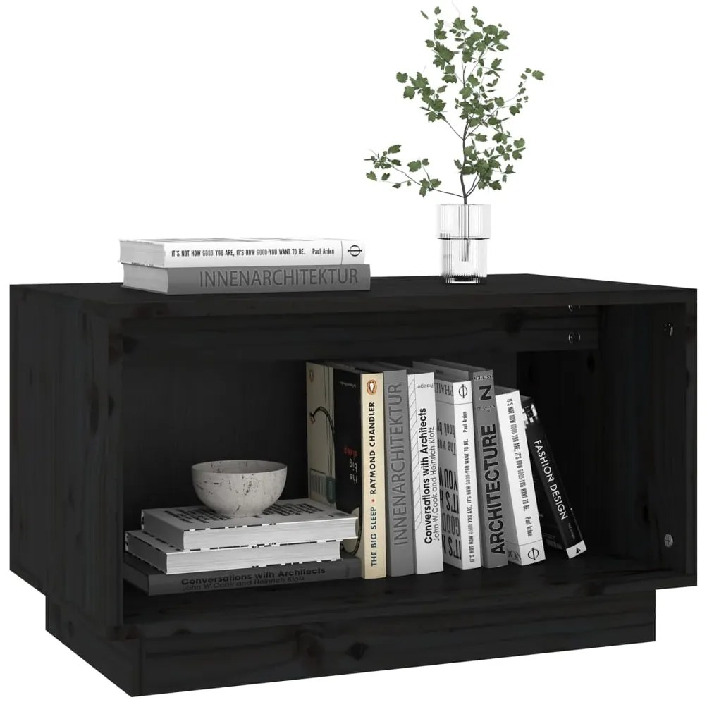 vidaXL Έπιπλο Τηλεόρασης Μαύρο 60 x 35 x 35 εκ. από Μασίφ Ξύλο Πεύκου