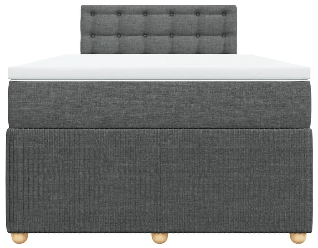 vidaXL Κρεβάτι Boxspring με Στρώμα Σκούρο Γκρι 120x200 εκ. Υφασμάτινο