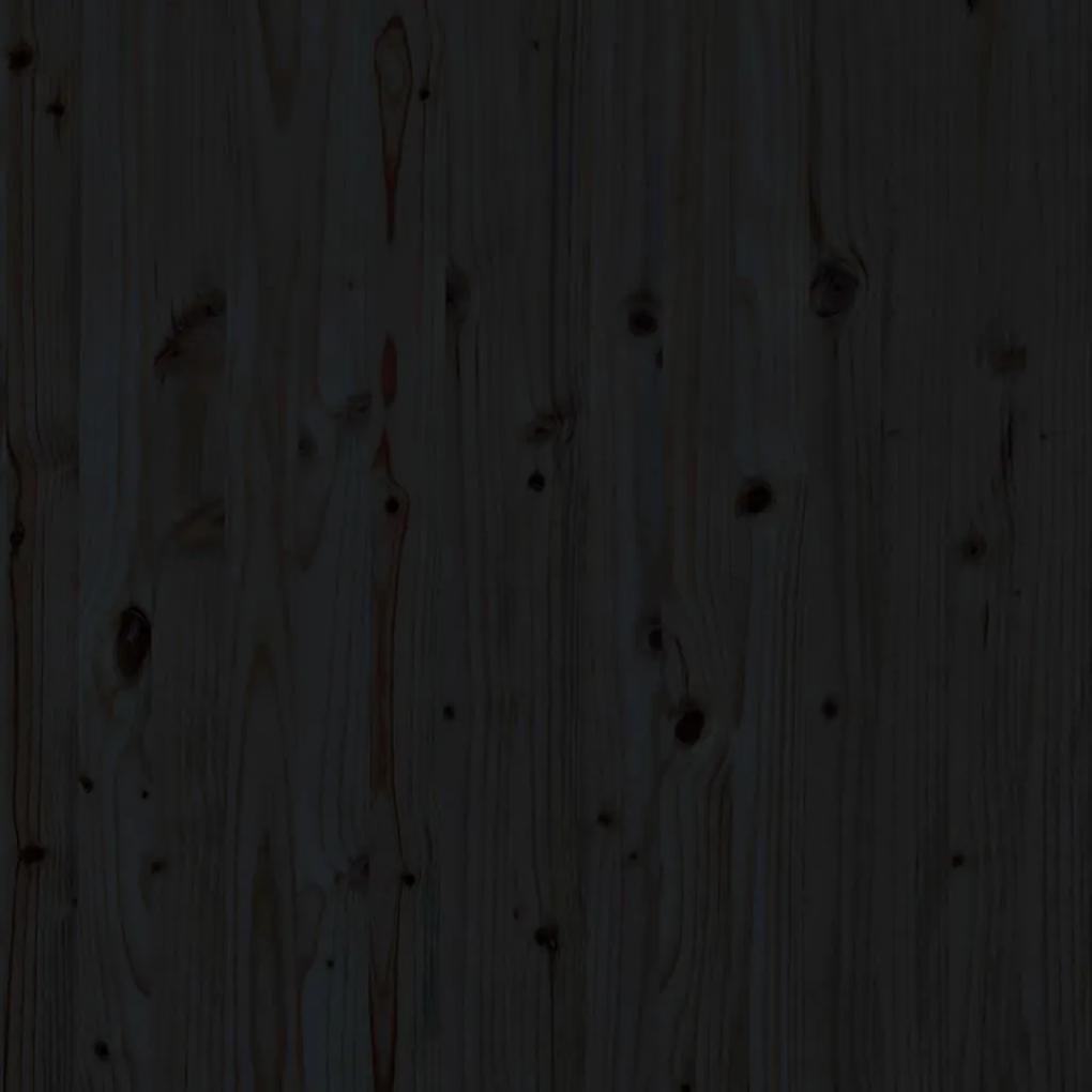 Κεφαλάρι Τοίχου Μαύρο 206x3x91,5 εκ. από Μασίφ Ξύλο Πεύκου - Μαύρο