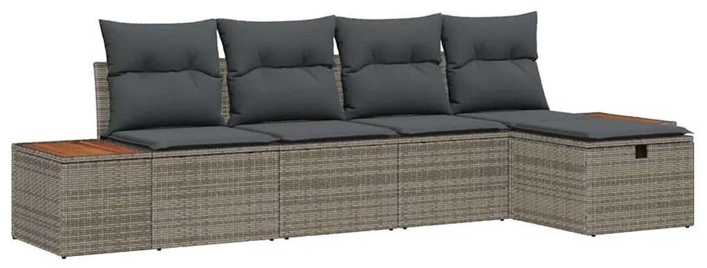 vidaXL Σετ Καναπέ Κήπου με μαξιλάρι 5 pcs Γκρι Πολυ ράταν