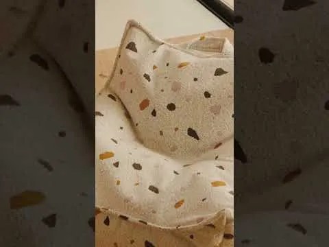 Terrazzo Πουφ Σκαμπο Υφασμα Μπουκλε / Σενιλ Διαφορα Χρωματα