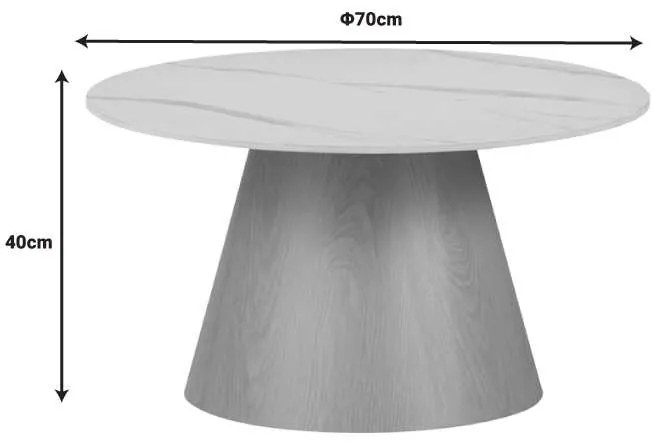 Τραπέζι σαλονιού Soleire Inart λευκό μαρμάρου sintered stone Φ70x40εκ
