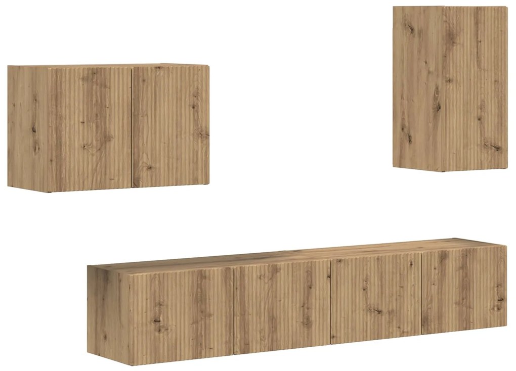 vidaXL Σετ τοίχου για τηλεόραση 4 pcs Artisan Oak Επεξεργασμένο ξύλο