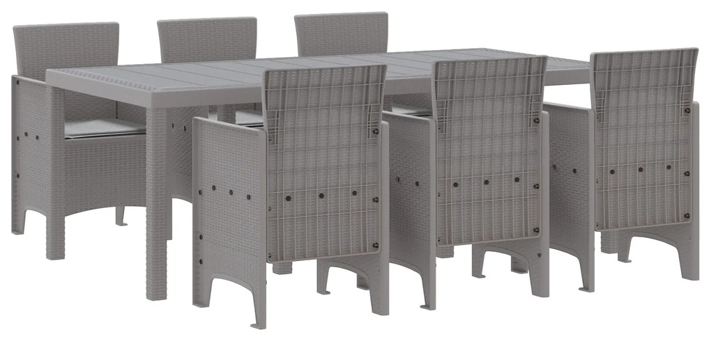 vidaXL Σετ Τραπεζαρίας Κήπου 7 pcs Ανοιχτό γκρι 200 x 100 x 73 εκ.