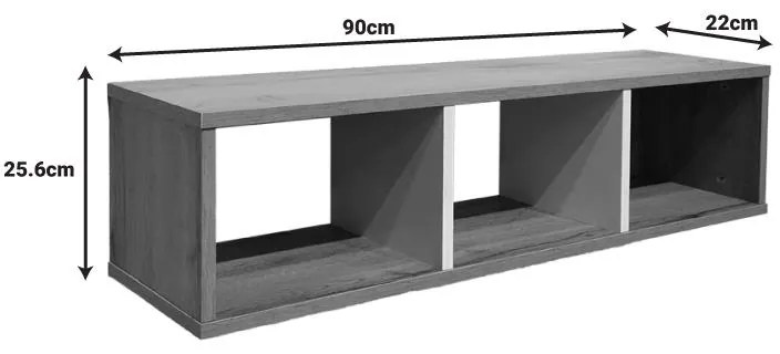 Ράφι Τοίχου Flevior σε Sonoma - Λευκό 90x22x25.6εκ 90x22x25.6 εκ.