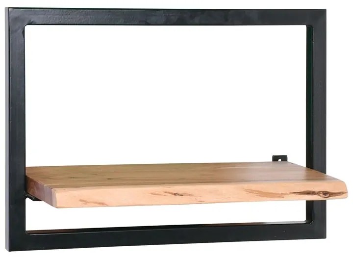 LIZARD Frame Ράφι Μέταλλο Βαφή Μαύρο, Ξύλο Ακακία Φυσικό 50x25x35cm ΕΑ7070,1