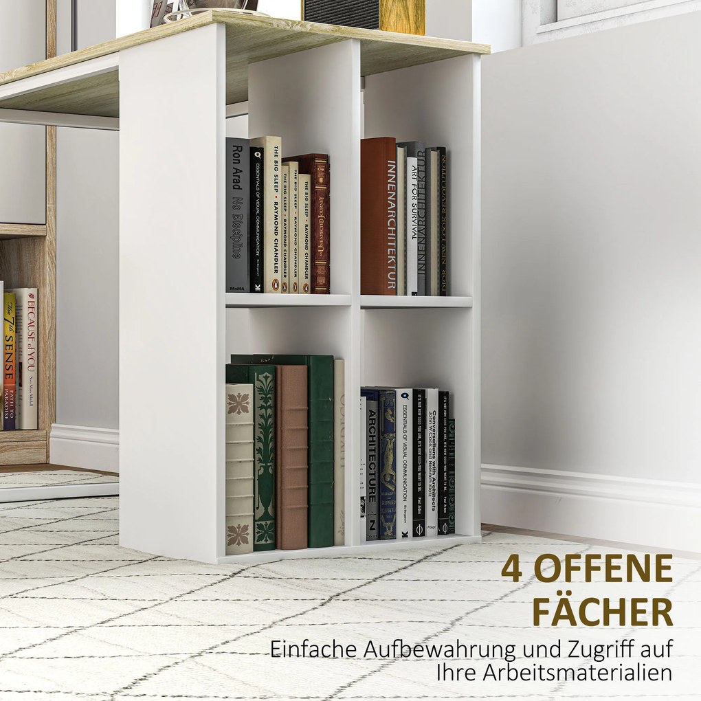 HOMCOM Συμπαγής επιτραπέζιος υπολογιστής, μοντέρνο γραφείο με θήκες αποθήκευσης, για μικρούς χώρους, 100 x 54 x 75 cm, Λευκό