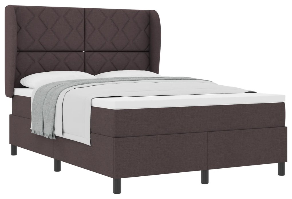 vidaXL Κρεβάτι Box Spring με Ματress σε Σκούρο Καφέ - 140x200 cm Υφάσμα