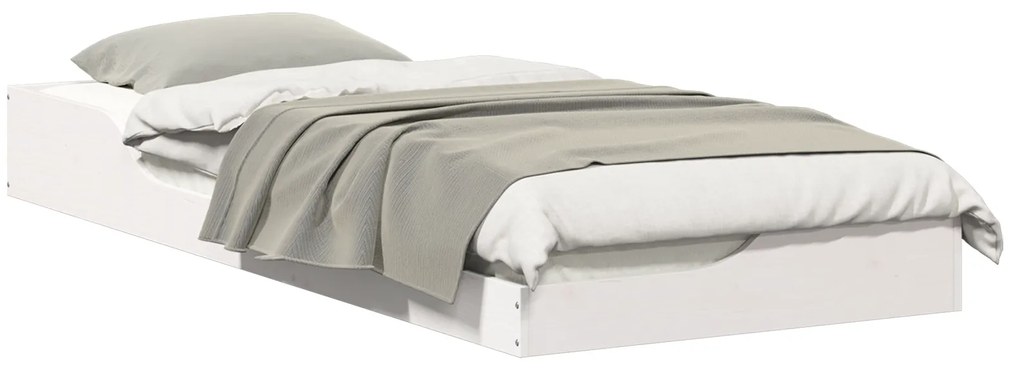 vidaXL Κρεβάτι δαπέδου Λευκό 80 x 220 cm Μασίφ ξύλο πεύκου