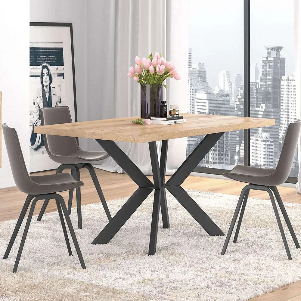 Τραπέζι Νο9 159x90x78cm Honey Melamine, Metal