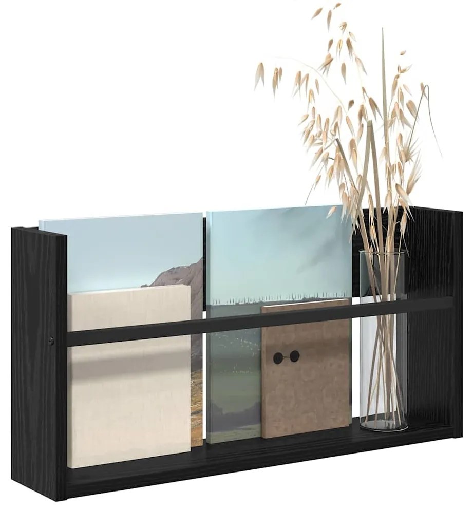 vidaXL Ράφι Περιοδικών Μαύρη Οξυά 60 x 12 x 30 εκ Επεξεργασμένο ξύλο