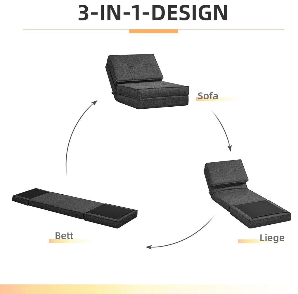 HOMCOM Πολυθρόνα δαπέδου, ρυθμιζόμενη αναδιπλούμενη πολυθρόνα, 61 x 73 x 58 cm, Σκούρο γκρι