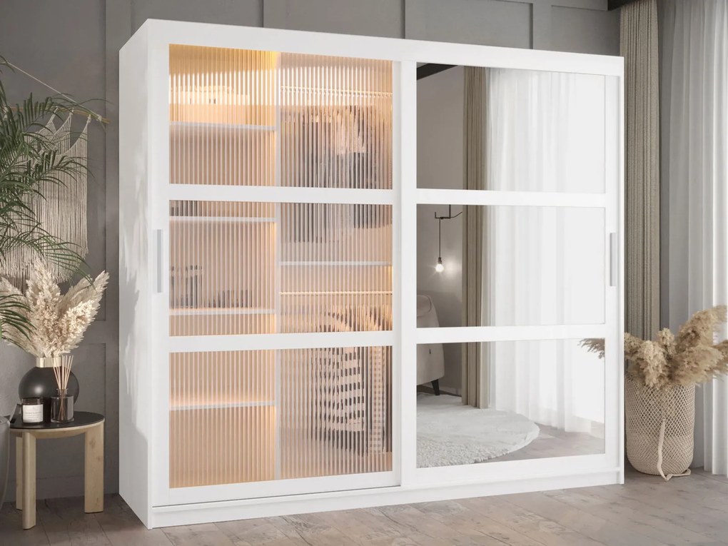 Ντουλάπα Flutes II 200 Συρόμενη-Λευκό