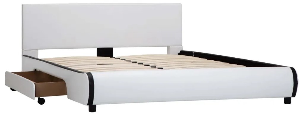 vidaXL Πλαίσιο Κρεβατιού με Συρτάρια Λευκό 140x200 εκ. Συνθετικό Δέρμα