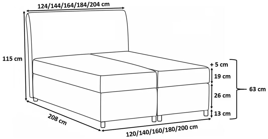 Επενδυμένο κρεβάτι Avanti-Gkri-120 x 200