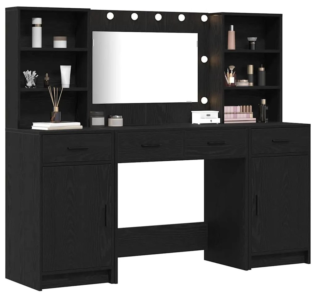 vidaXL Σετ Τραπεζιού Μακιγιάζ 3 pcs Μαύρη δρυς 78.5 x 41 x 135 εκ