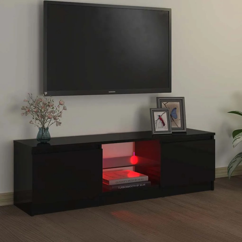 vidaXL Έπιπλο Τηλεόρασης με LED Μαύρο 120 x 30 x 36 εκ.