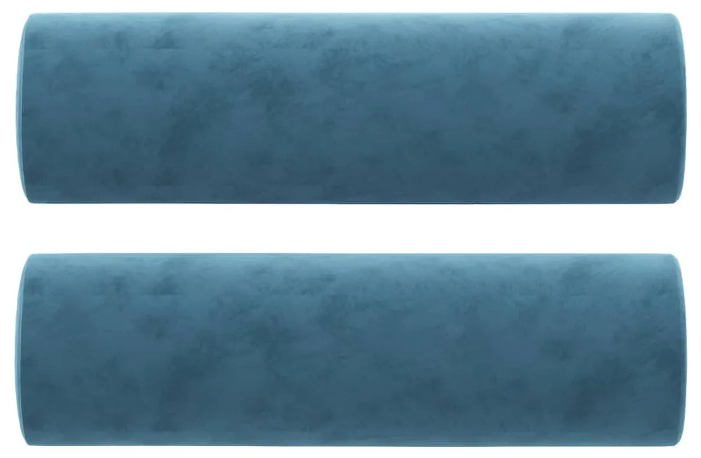 vidaXL Μαξιλάρια Διακοσμητικά 2 τεμ. Μπλε Ø15x50 εκ. Βελούδινα