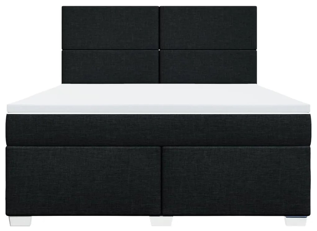 Κρεβάτι Boxspring με Στρώμα Μαύρο 180x200 εκ. Υφασμάτινο - Μαύρο