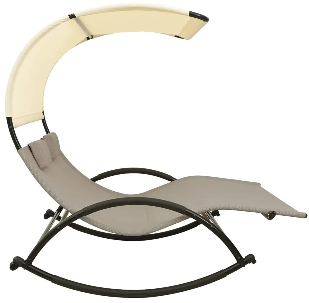 vidaXL Ξαπλώστρα Διπλή με Σκίαστρο Taupe και Κρεμ από Textilene