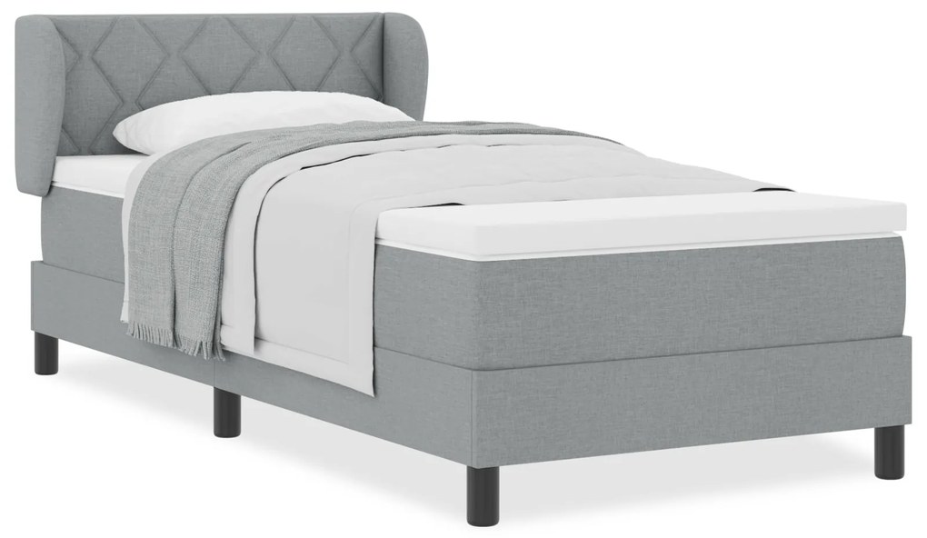 vidaXL Box Spring Κρεβάτι με Στρώμα Light Grey 90x190 εκ. Υφασμάτινο