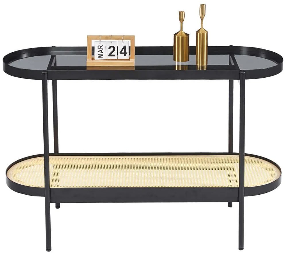Κονσόλα Seitz HM18032 120x43x76,5cm Black-Natural Μέταλλο,Γυαλί
