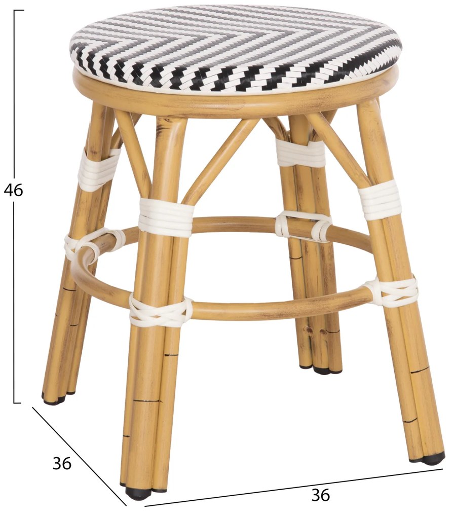 ΣΚΑΜΠΟ ΑΛΟΥΜΙΝΙΟΥ CHINO HM6285.03 BAMBOO LOOK-TEXTILENE ΛΕΥΚΟ-ΜΑΥΡΟ Φ36x46Υεκ. (1 Τεμμάχια)