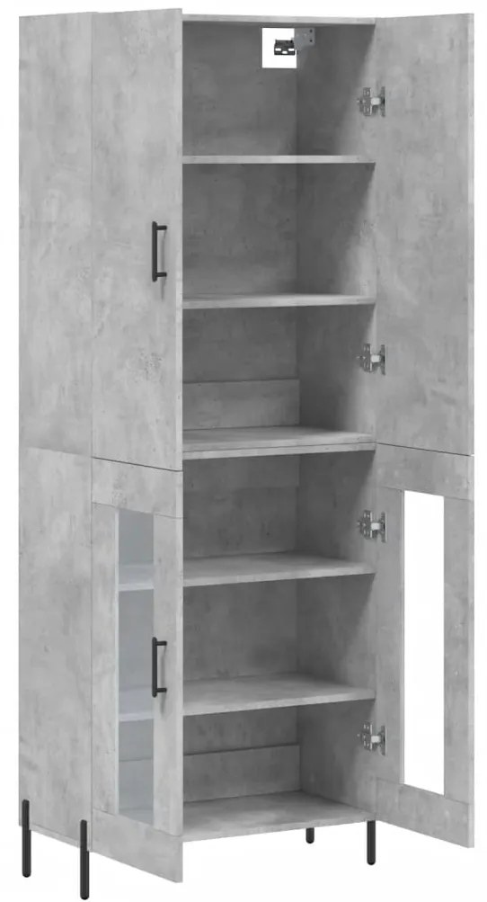 vidaXL Ντουλάπι Γκρι Σκυροδέματος 69,5x34x180 εκ. Επεξεργασμένο Ξύλο