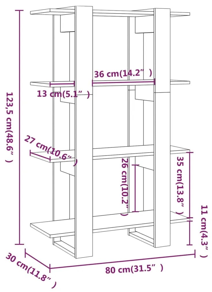 Βιβλιοθήκη/Διαχωριστικό Χώρου Λευκό 80 x 30 x 123,5 εκ. - Λευκό