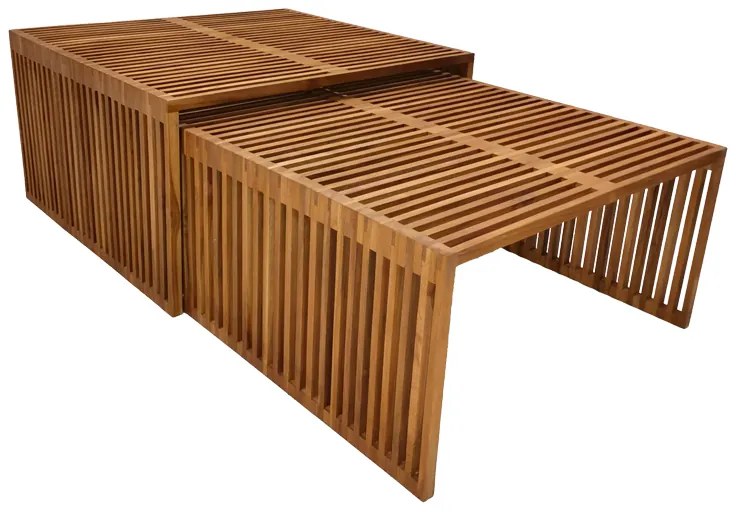 Τραπέζι Tinnie I pakoworld σετ 2τεμ teak ξύλο σε φυσική απόχρωση