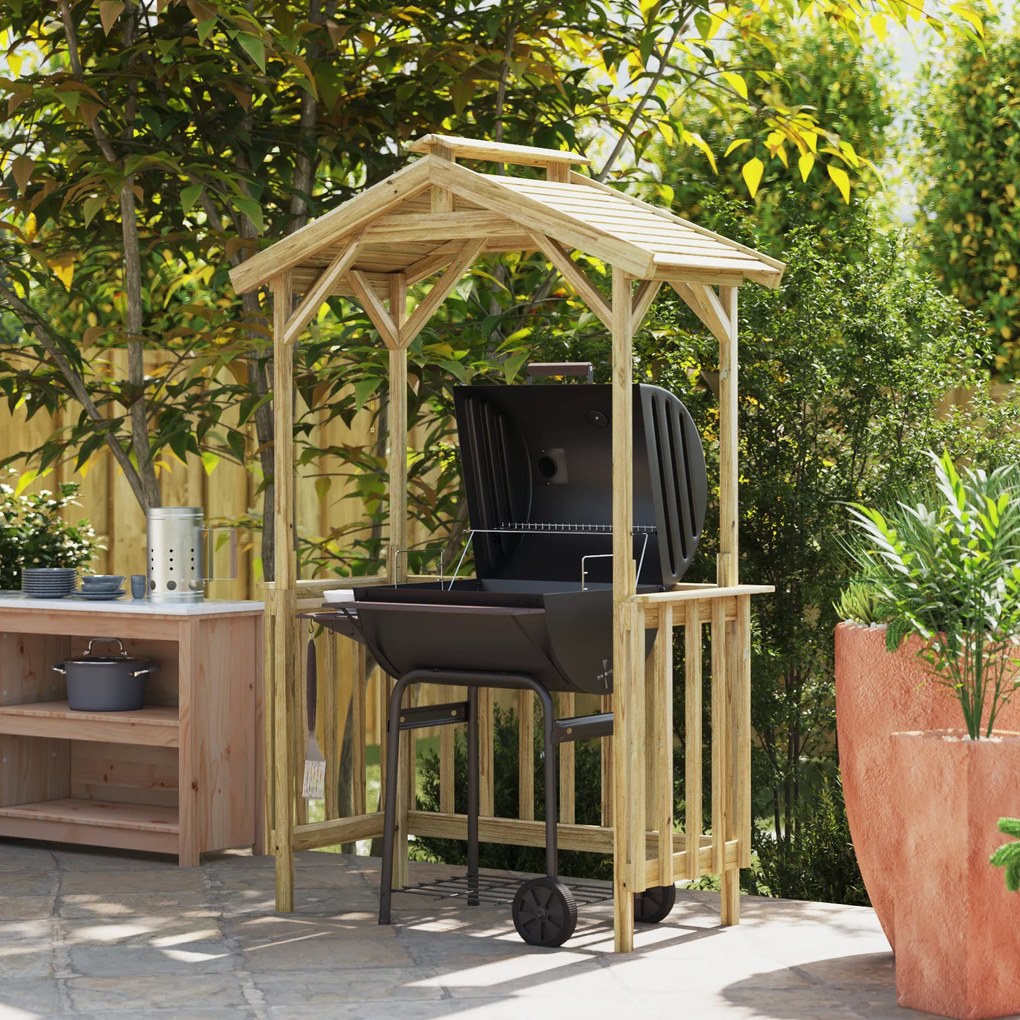 vidaXL Καθιστικό BBQ 133.5x63x200 εκ Εμποτισμένο Ξύλο Πεύκου
