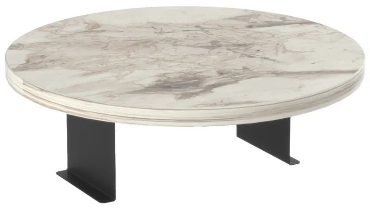 Βοηθητικό τραπεζάκι Linea pakoworld σε γκρι όψη μαρμάρου με μαύρα μεταλλικά πόδια Φ35,5x5εκ 120-000594