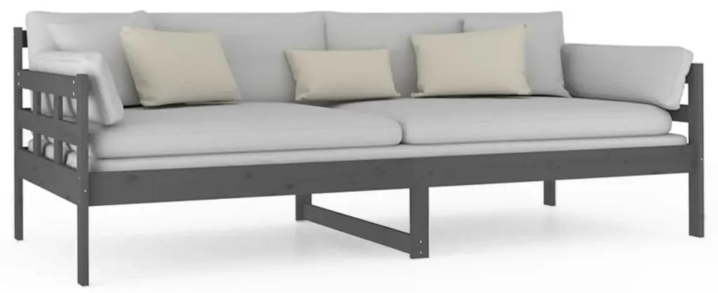 vidaXL Καναπές Κρεβάτι Γκρι 90 x 200 εκ. από Μασίφ Ξύλο Πεύκου