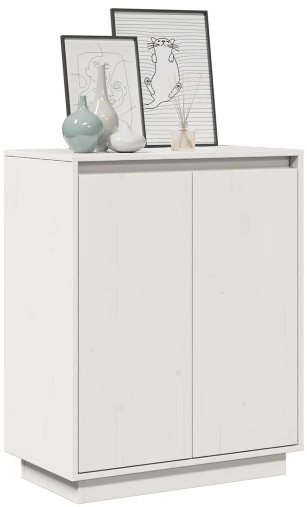 vidaXL Ντουλάπι Λευκό 60 x 34 x 75 εκ. από Μασίφ Ξύλο Πεύκου