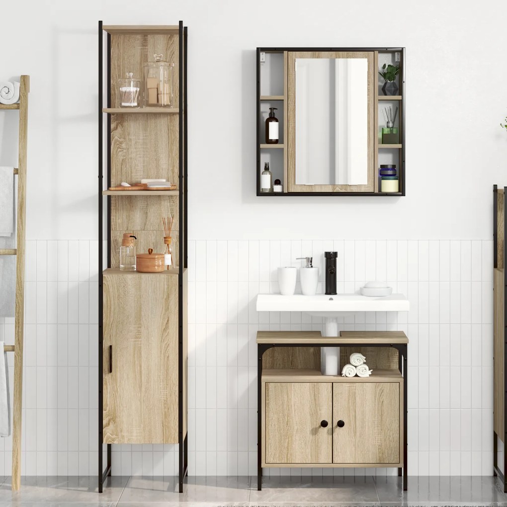 vidaXL Σετ Επίπλων Μπάνιου 3 pcs Sonoma Δρυς 33 x 33 x 185.5 εκ