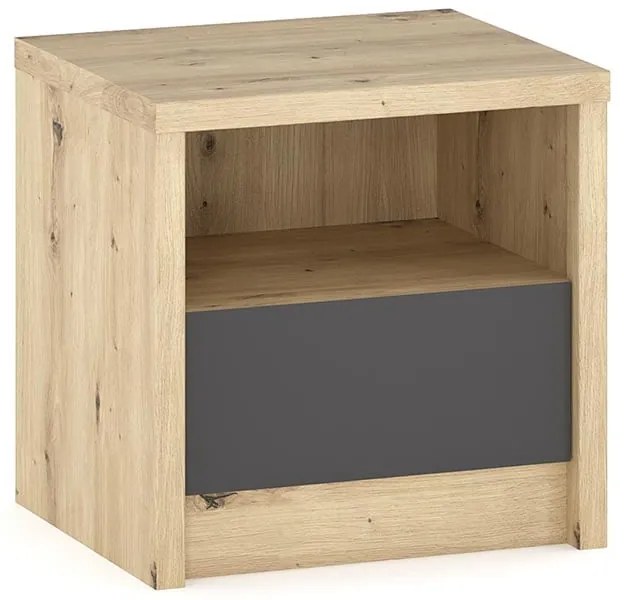 Κομοδίνο Lavinia pakoworld ανθρακί-sonoma 46.5x39.5x45.5εκ