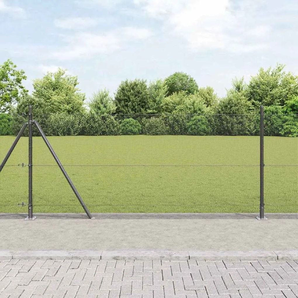 vidaXL Φράχτης με Στήλες. Γκρι 1.6 x 25 m Ατσάλι